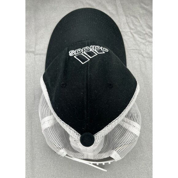 Adidas Trucker Mesh Snapback Hat Black & White Embroidered Logo Adjustable Cap - Picture 4 of 6